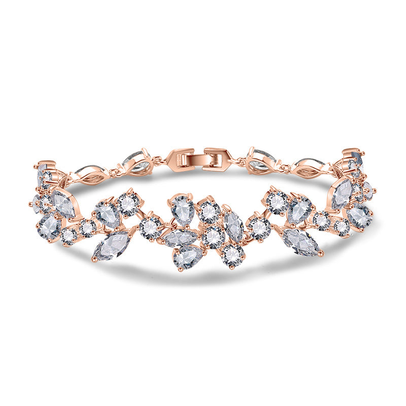 RAKOL Korean Fashion Small Fresh Creative Floral Bracelet Women's Exquisite and Versatile Micro-Zircon Bridal Hand Jewelry