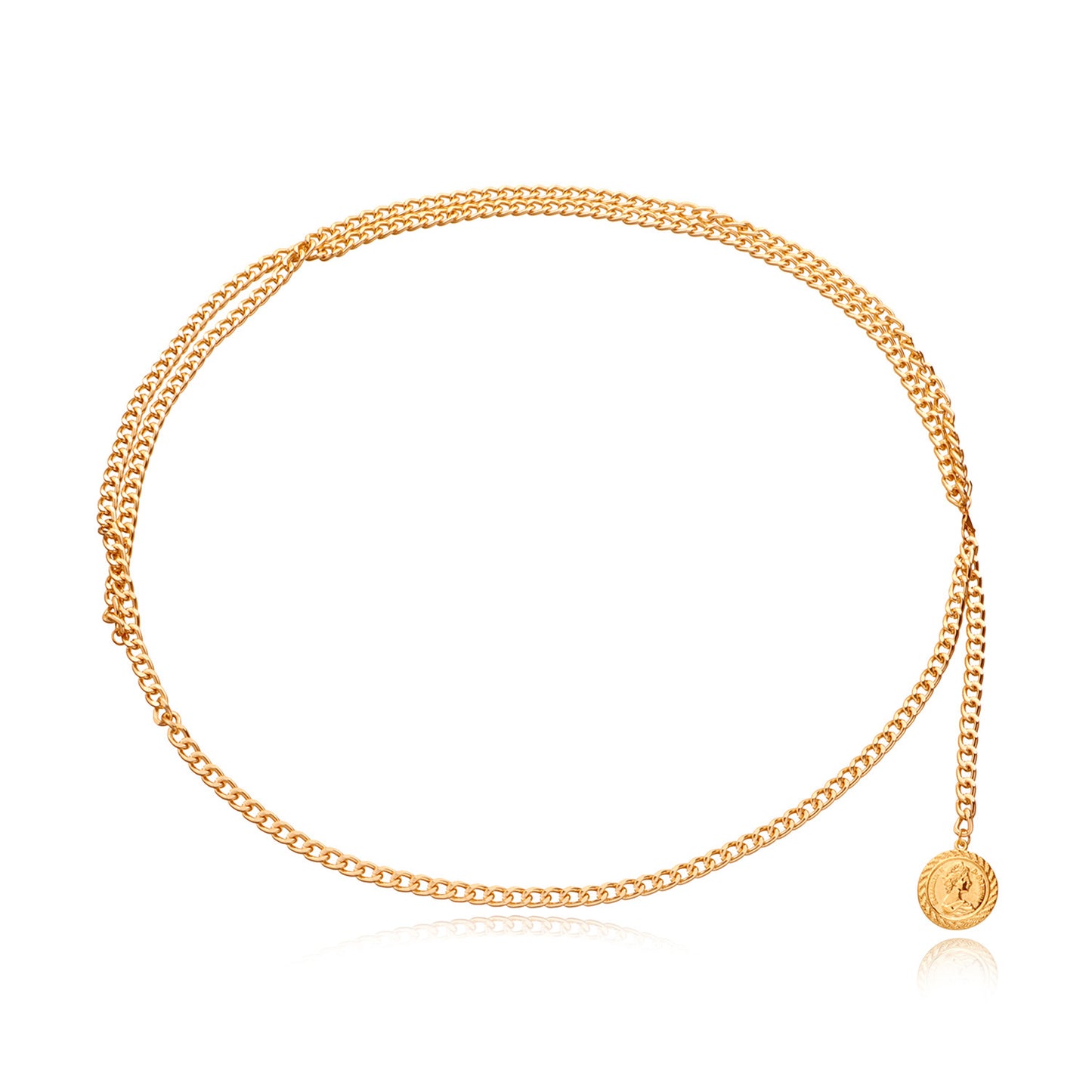 European and American cross-border jewelry, fashion street photography, multi-layer alloy body chain, women, retro queen avatar pendant, waist chain