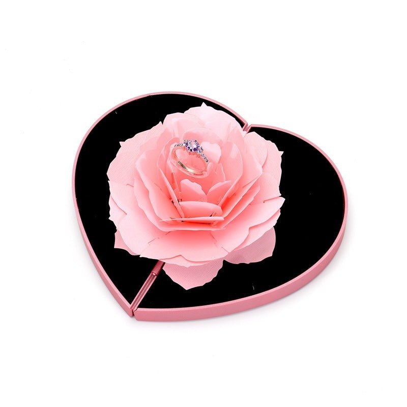 Heart-shaped Rose Rotating Ring Box Shopylife
