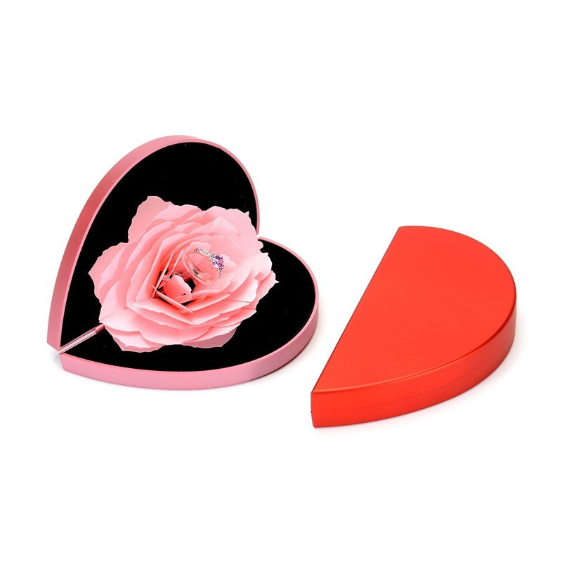 Heart-shaped Rose Rotating Ring Box Shopylife