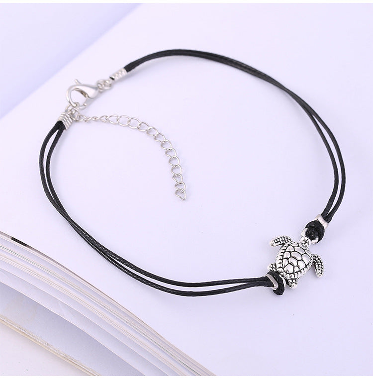 European and American fashion new turtle anklet women, European and American hot selling popular wax line turtle foot jewelry manufacturers wholesale