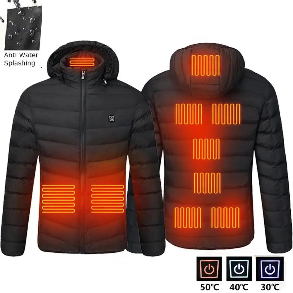 Men 9 Areas Heated Jacket USB Winter Outdoor Electric Heating Jackets Warm Sprots Thermal Coat Clothing Heatable Cotton jacket Shopylife