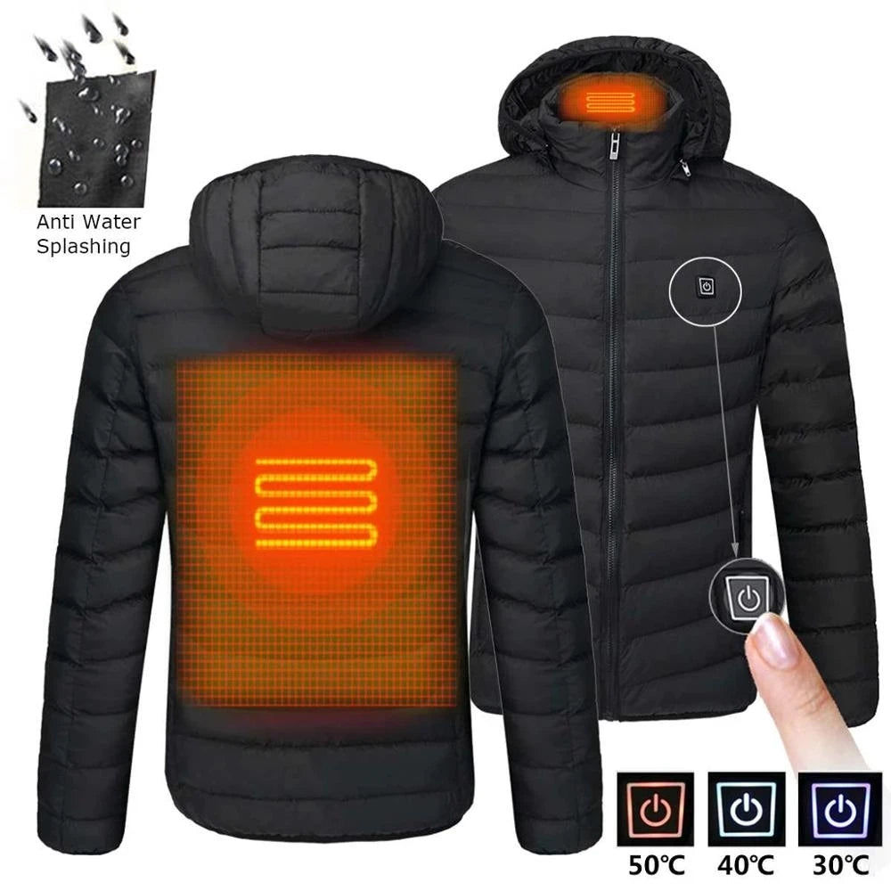 Men 9 Areas Heated Jacket USB Winter Outdoor Electric Heating Jackets Warm Sprots Thermal Coat Clothing Heatable Cotton jacket Shopylife