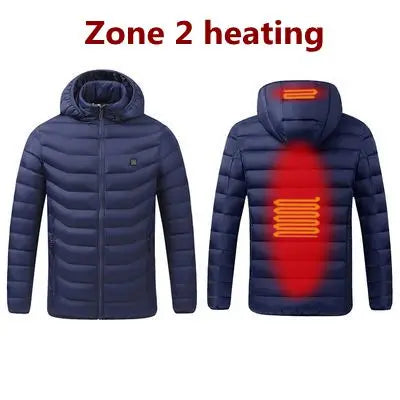 Men 9 Areas Heated Jacket USB Winter Outdoor Electric Heating Jackets Warm Sprots Thermal Coat Clothing Heatable Cotton jacket Shopylife