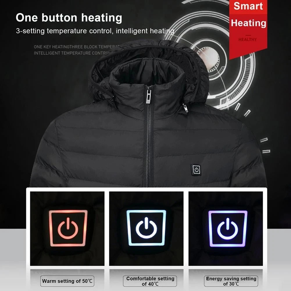 Men 9 Areas Heated Jacket USB Winter Outdoor Electric Heating Jackets Warm Sprots Thermal Coat Clothing Heatable Cotton jacket Shopylife