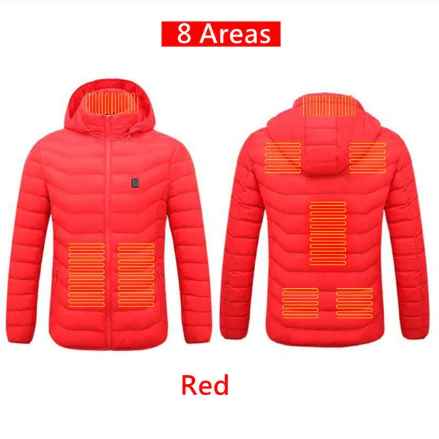 Men 9 Areas Heated Jacket USB Winter Outdoor Electric Heating Jackets Warm Sprots Thermal Coat Clothing Heatable Cotton jacket Shopylife