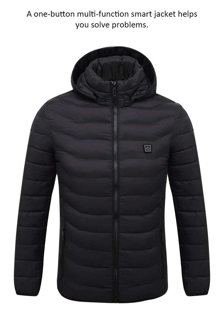 Men 9 Areas Heated Jacket USB Winter Outdoor Electric Heating Jackets Warm Sprots Thermal Coat Clothing Heatable Cotton jacket Shopylife