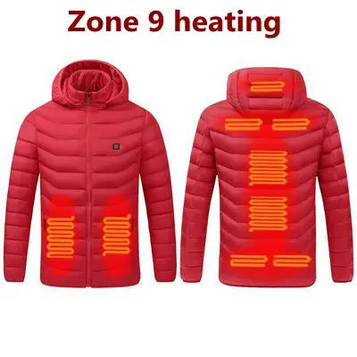 Men 9 Areas Heated Jacket USB Winter Outdoor Electric Heating Jackets Warm Sprots Thermal Coat Clothing Heatable Cotton jacket Shopylife