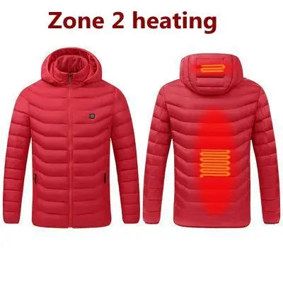 Men 9 Areas Heated Jacket USB Winter Outdoor Electric Heating Jackets Warm Sprots Thermal Coat Clothing Heatable Cotton jacket Shopylife