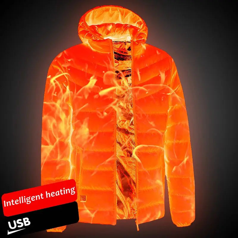 Men 9 Areas Heated Jacket USB Winter Outdoor Electric Heating Jackets Warm Sprots Thermal Coat Clothing Heatable Cotton jacket Shopylife