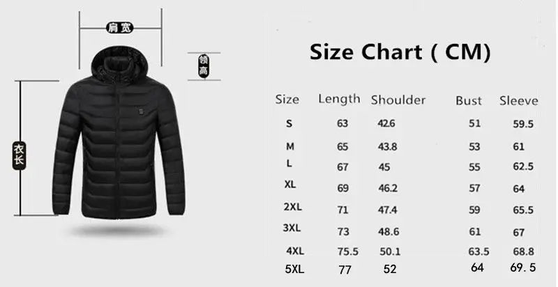 Men 9 Areas Heated Jacket USB Winter Outdoor Electric Heating Jackets Warm Sprots Thermal Coat Clothing Heatable Cotton jacket Shopylife