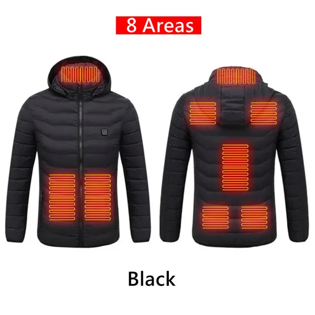 Men 9 Areas Heated Jacket USB Winter Outdoor Electric Heating Jackets Warm Sprots Thermal Coat Clothing Heatable Cotton jacket Shopylife