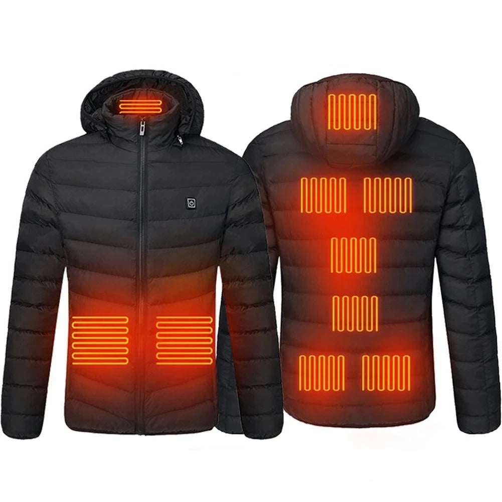 Men 9 Areas Heated Jacket USB Winter Outdoor Electric Heating Jackets Warm Sprots Thermal Coat Clothing Heatable Cotton jacket Shopylife