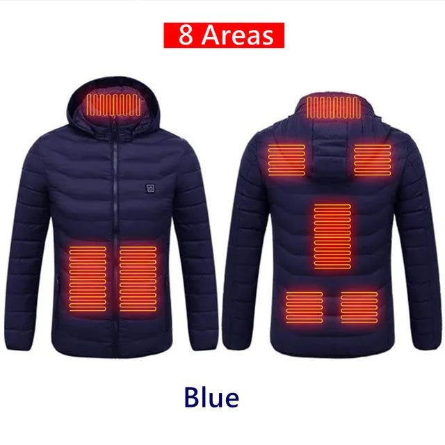 Men 9 Areas Heated Jacket USB Winter Outdoor Electric Heating Jackets Warm Sprots Thermal Coat Clothing Heatable Cotton jacket Shopylife