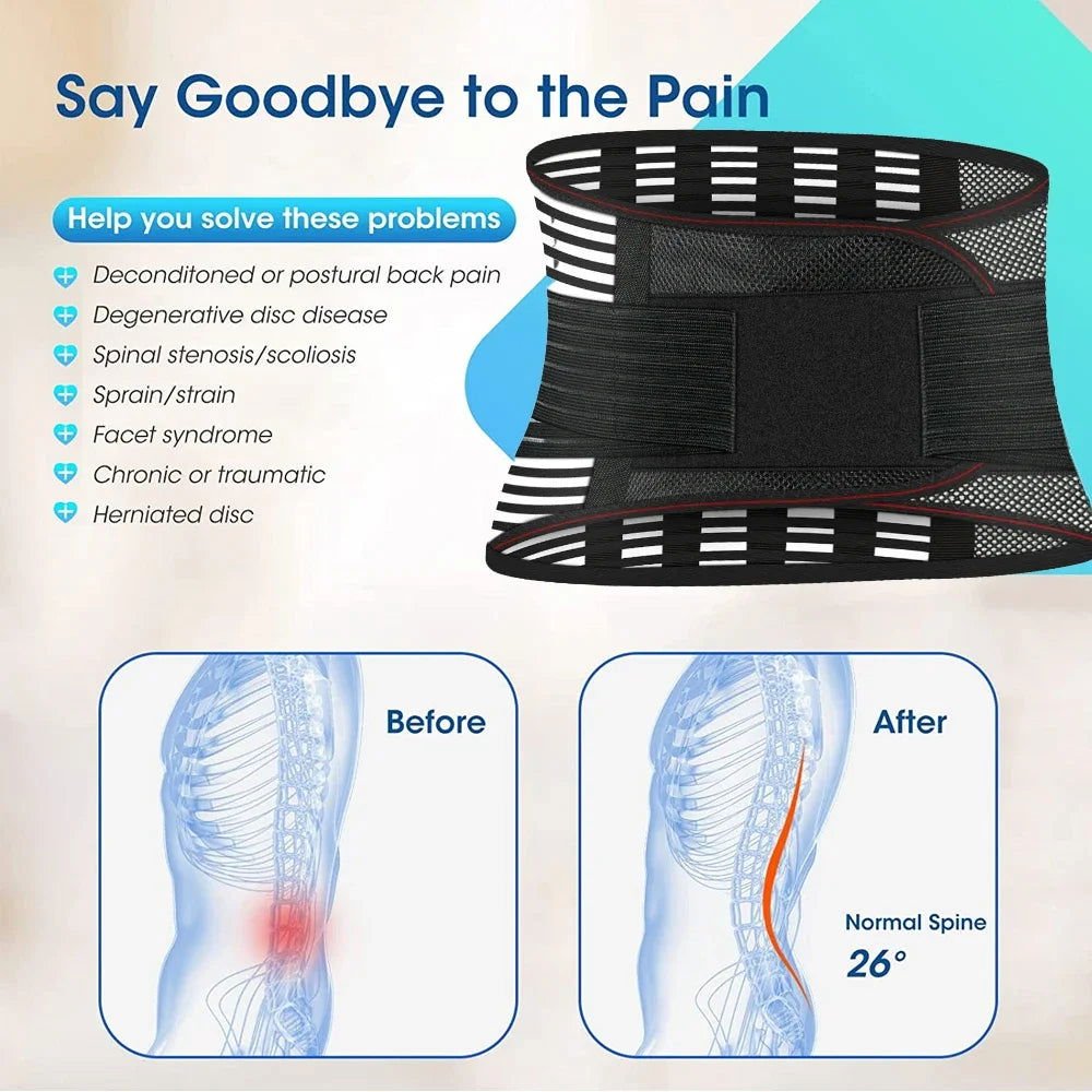 Medical Back Brace Waist Trainer Belt Spine Support Men Women Breathable Lumbar Corset Orthopedic Faja Lumbar Hombre Gym Belts - Shopylife -