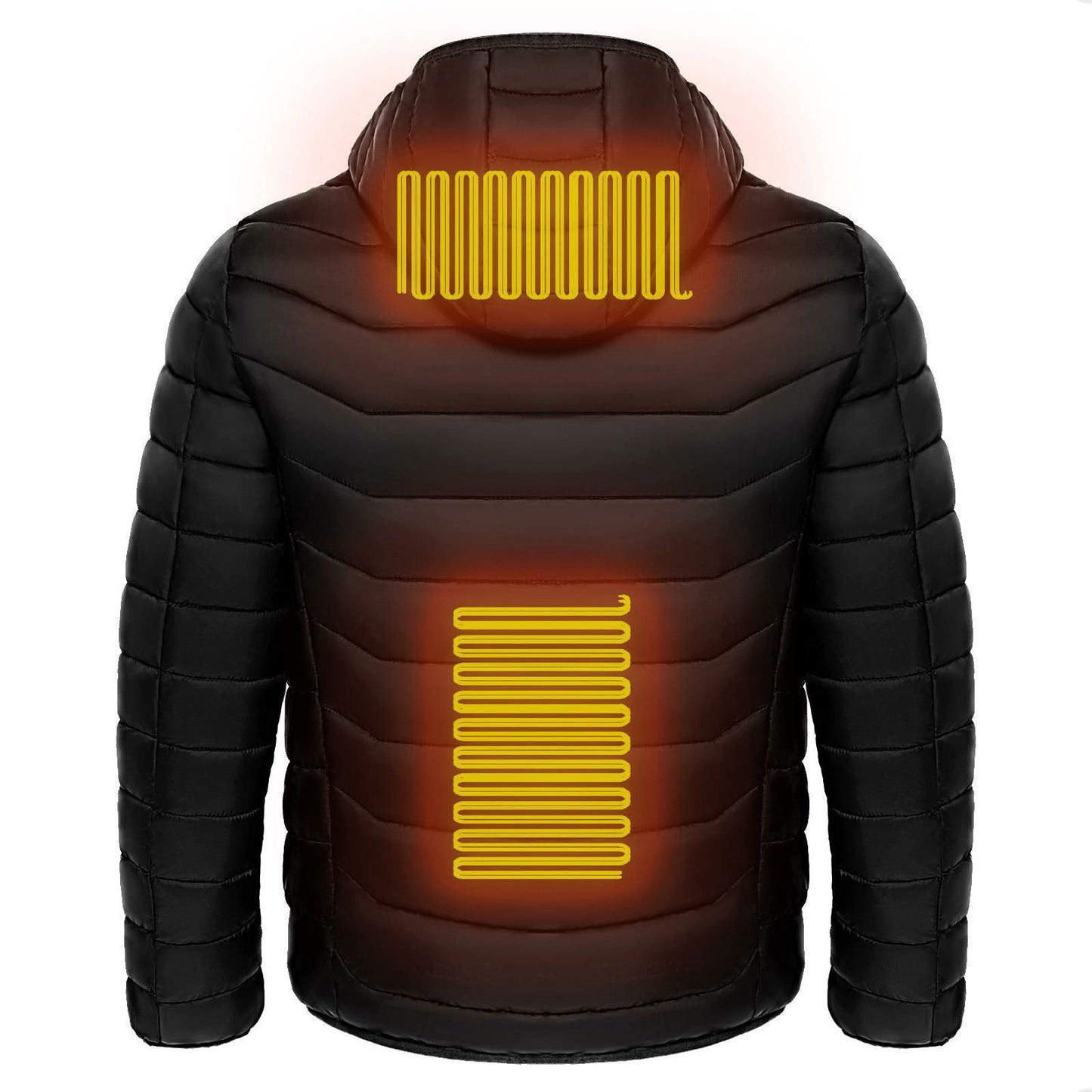 Men Heated Puffer Jacket Electric Heating Coat Insulated Hood Windbreaker 9Heat Zones - Shopylife -