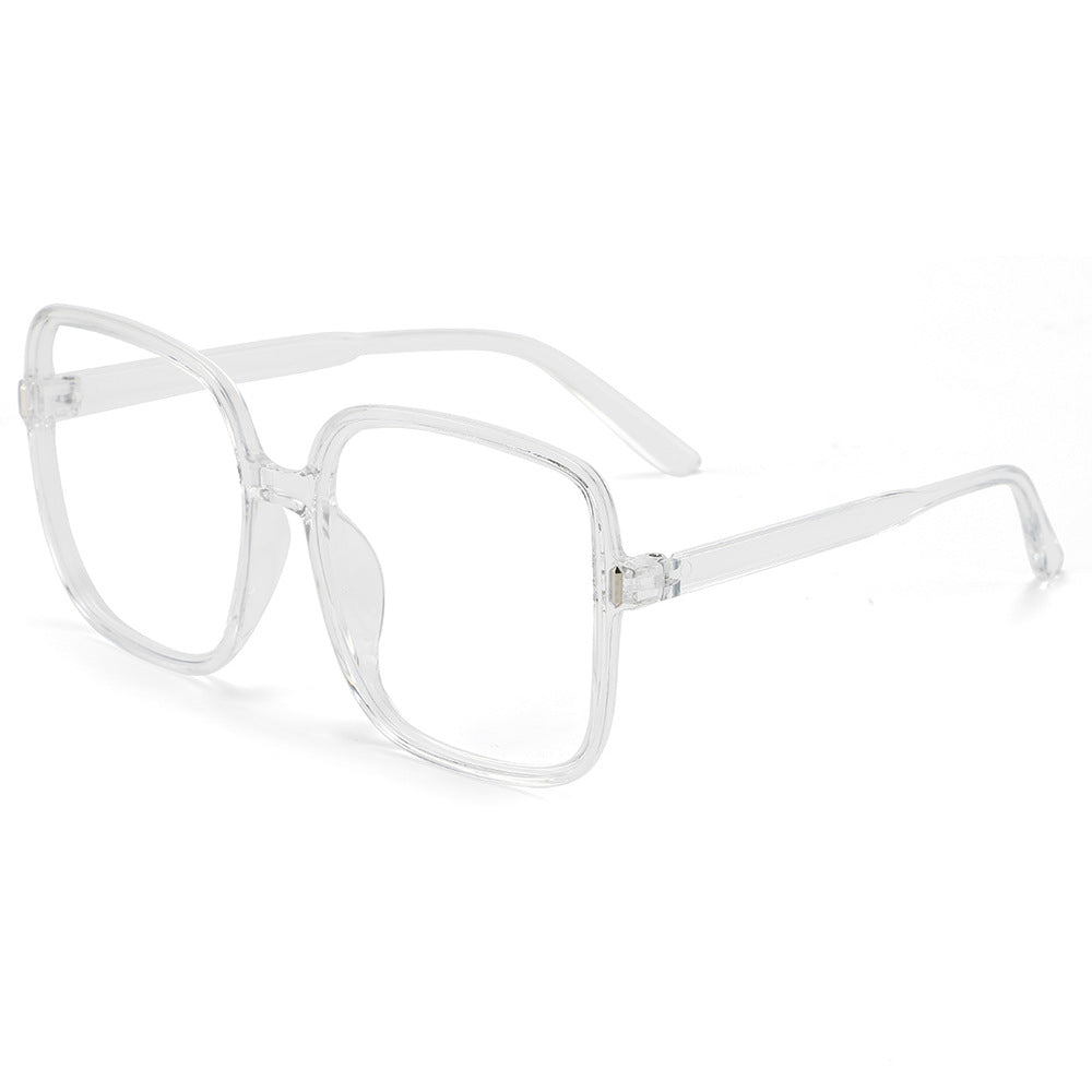 Fashion large frame face small glasses frame women's 2025 new plain makeup retro flat gloss large square frame Internet celebrity glasses frame