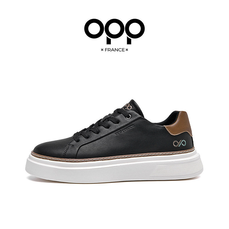 OPP board shoes men's spring 2026 new platform fashion and versatile, heightened leather light luxury casual sports white shoes