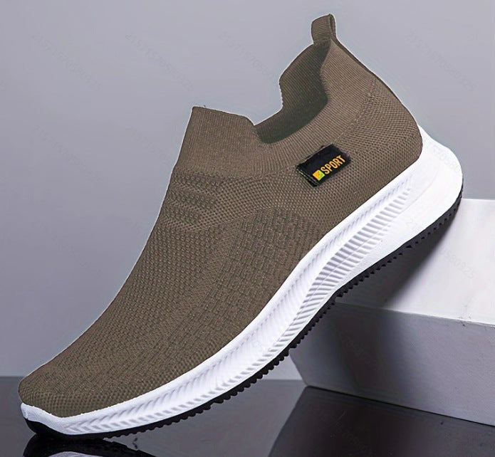 2024 New Spring Athleisure Men's Shoes Breathable Slip-On Flying Weaving Middle-aged and Elderly One-Foot Mesh Shoes Cross-border