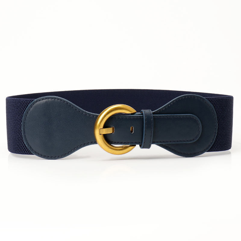 Cinto de senhora retro com cordão e fivela, modelo versátil e simples, com ajuste na cintura.