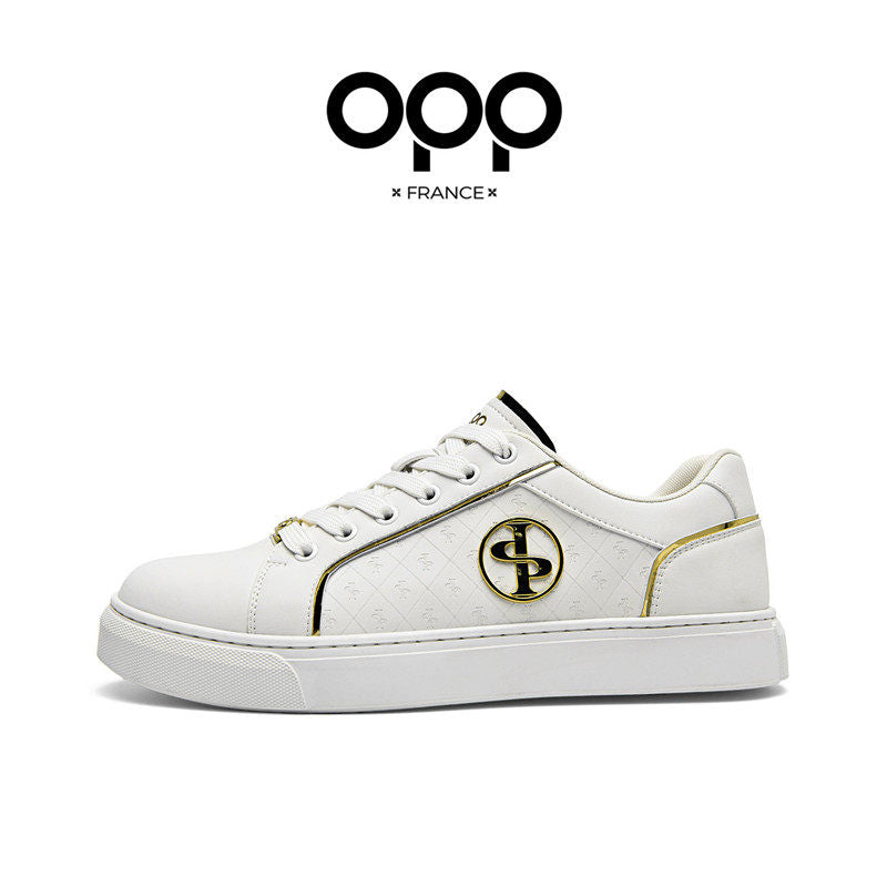 OPP white shoes spring men's light luxury luxury casual versatile sports high-end leather low-top lightweight board shoes