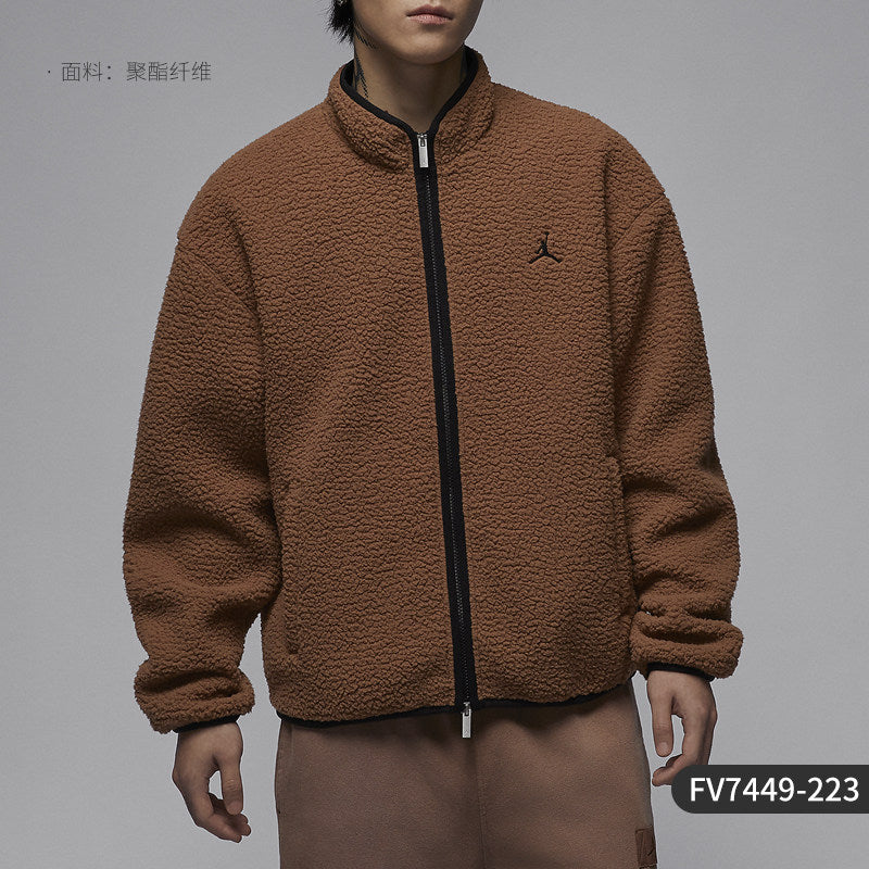 Nike Official Genuine JORDAN Men's Lamb Wool Warm Loose Jacket FV7449-010