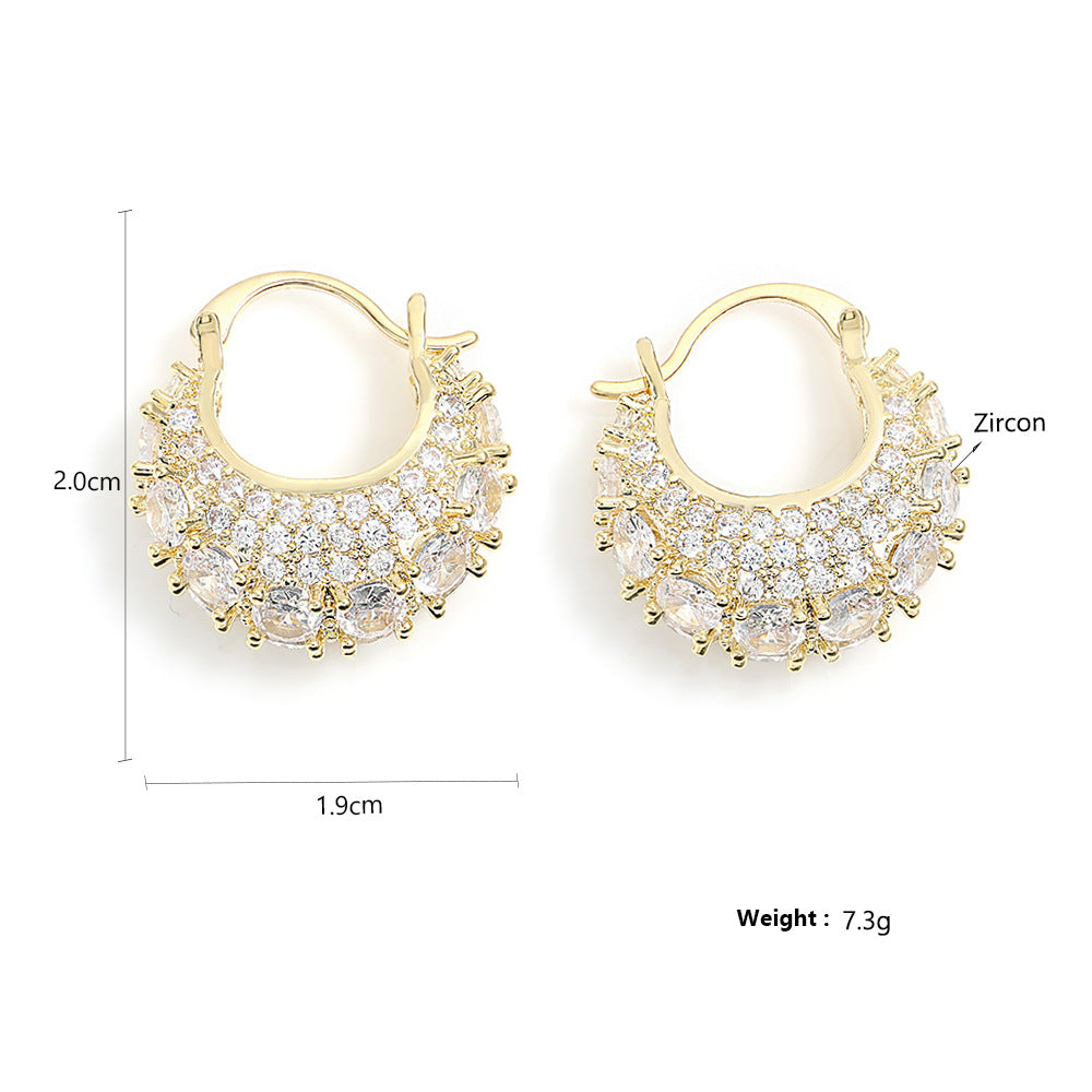 Personality, fashion, light luxury earrings, versatile, high-end earrings, Korean version, new zircon bag, temperament, niche earrings
