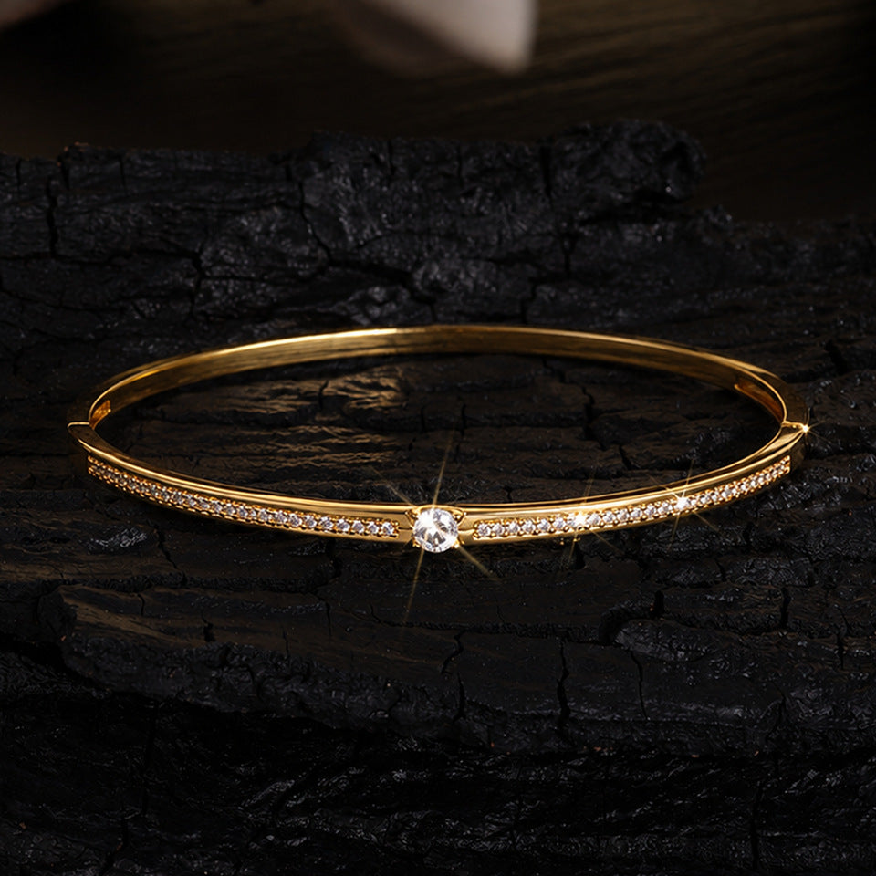 European and American cross-border copper gold-plated silver bracelets, single-row diamond thin bracelets, light luxury style daily accessories, temu hot-selling wholesale