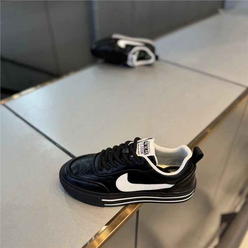 Sapatos masculinos 2025 primavera e outono nova tendência: versátil superfície de tecido rendado, sola macia respirável confortável confortável calçado de prancha esportiva e de lazer confortável