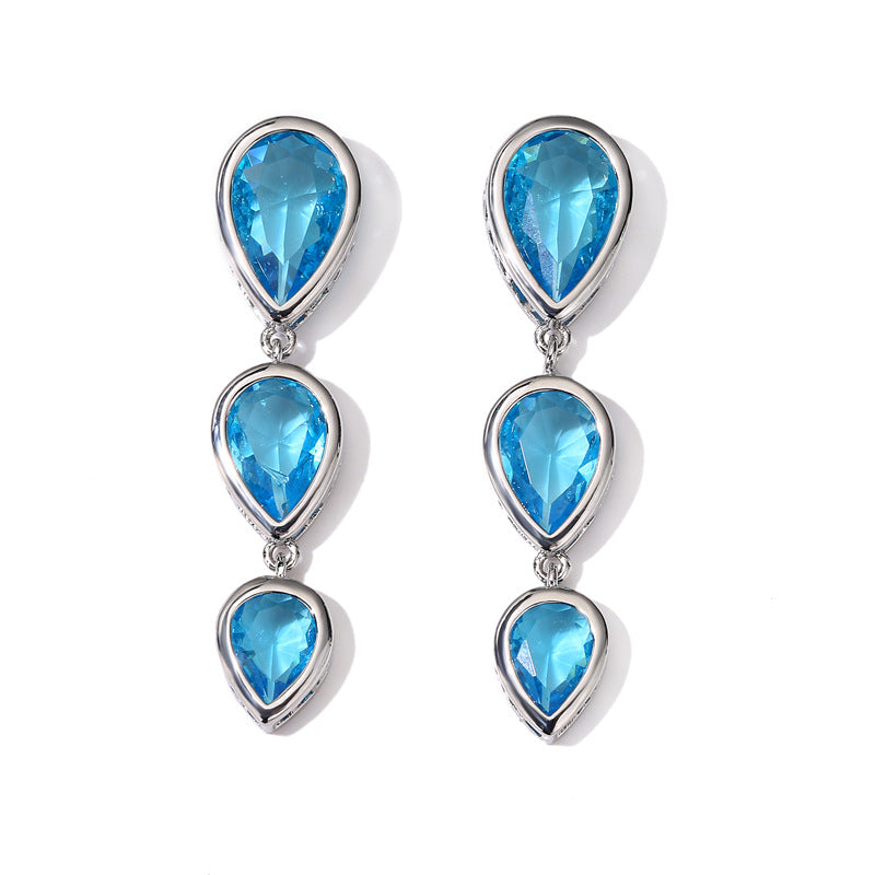 RAKOL cross-border Europe and America AliExpress ebay fashion bridal geometric water drops zircon tassels women's stud earrings