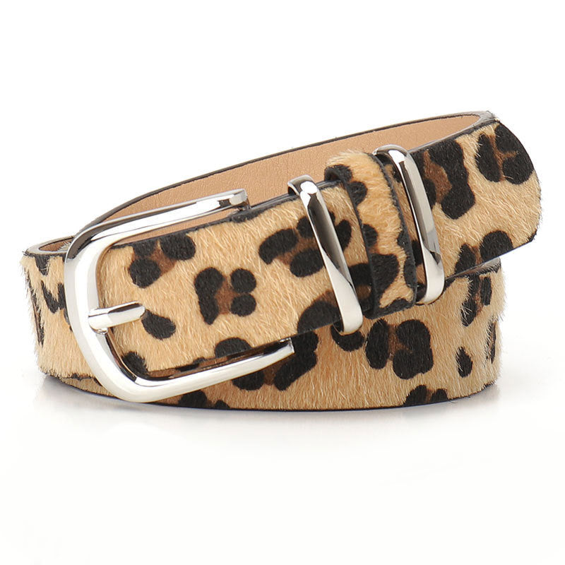 Cross-border hot 2025 new leopard print double shank women's belts fashionable European and American versatile coats with belts women