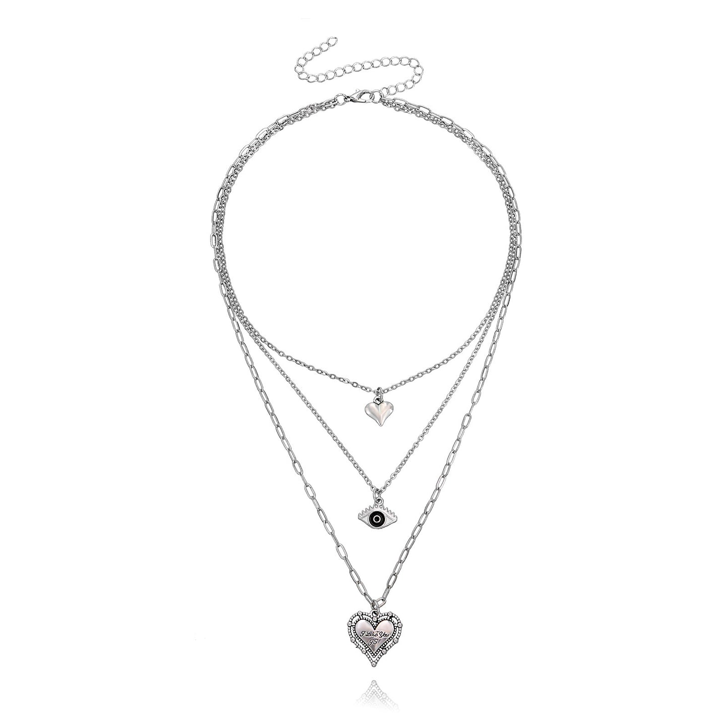 European and American cross-border jewelry Trendy multi-layer blue eyes love pendant necklace female fashion temperament anchor necklace