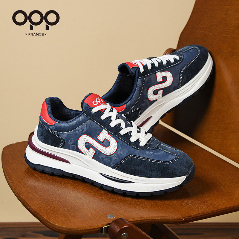 OPP men's shoes 2026 new spring platform versatile retro trend sports soft sole casual leather Forrest Gump shoes for men