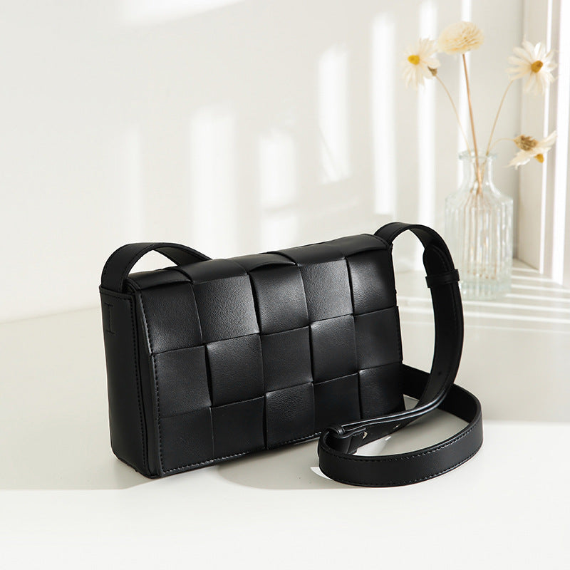 Bolsa transversal feminina fashion casual trançado Bolsa de ombro Novo modelo elegante minimalista bolsa quadrada compacta feminina Internacional atacado