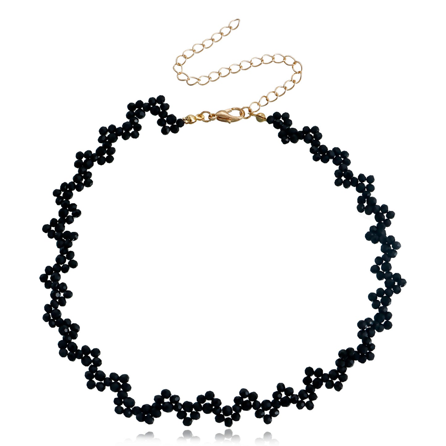 European and American cross-border explosive summer ins black crystal handwoven necklace necklace necklace women's trendy jewelry choker