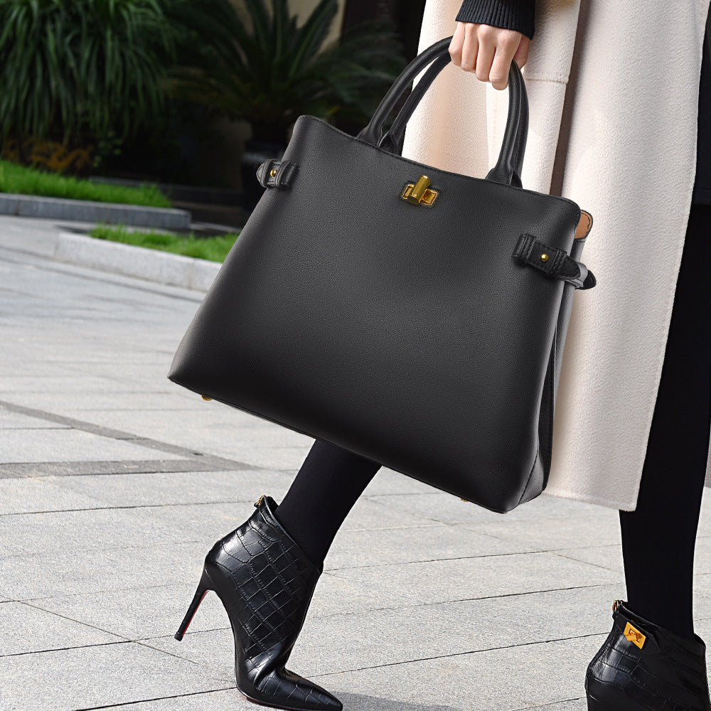 Bolsa de mão feminina versátil fashion Bolsa bucket couro macio Grande capacidade para o dia a dia Bolsa elegante Bolsa tote Internacional