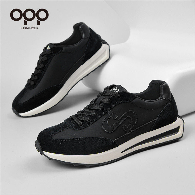 OPP men's shoes spring 2026 new outdoor tourism sports leisure jogging shoes leather high-end Forrest Gump shoes for men