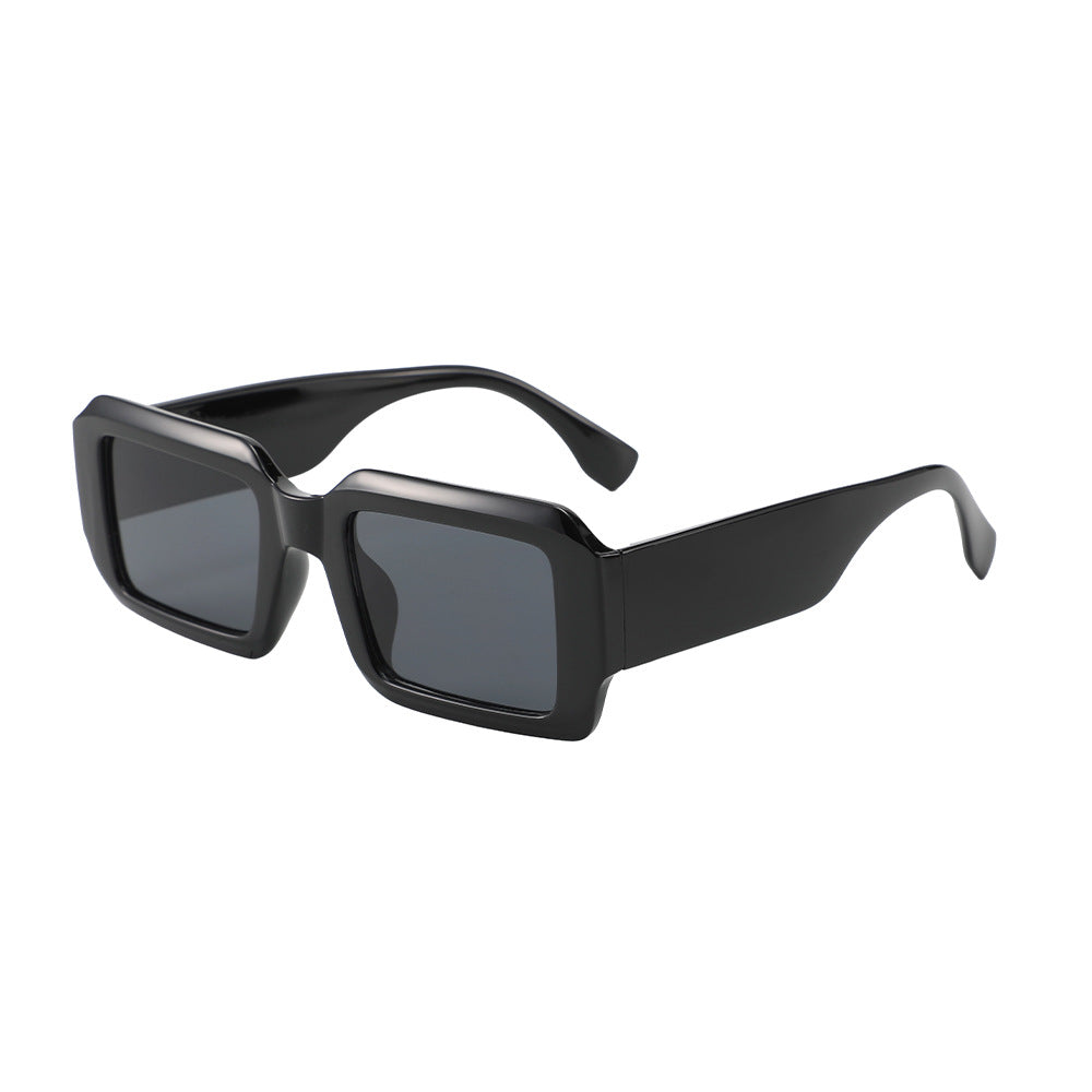 Personalized square frame wide temple sunglasses women's design high-end sunglasses cross-border retro large frame simple sunglasses men