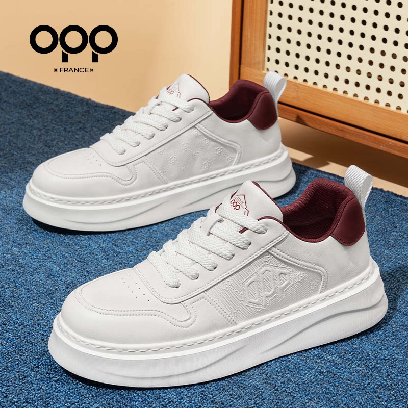 OPP men's shoes spring 2026 new light luxury leather versatile white shoes thick-soled casual trend sports shoes for men
