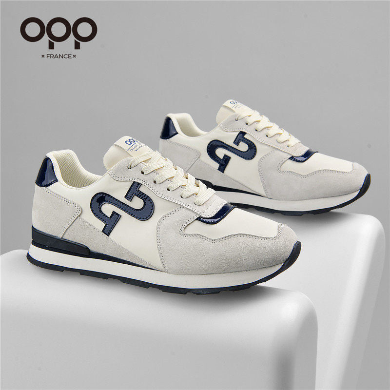 OPP Men's Shoes Spring Genuine Leather Athleisure Shoes Fashion and Versatile Outdoor Plus Size Men's Platform Anti-Slip Forrest Gump Shoes