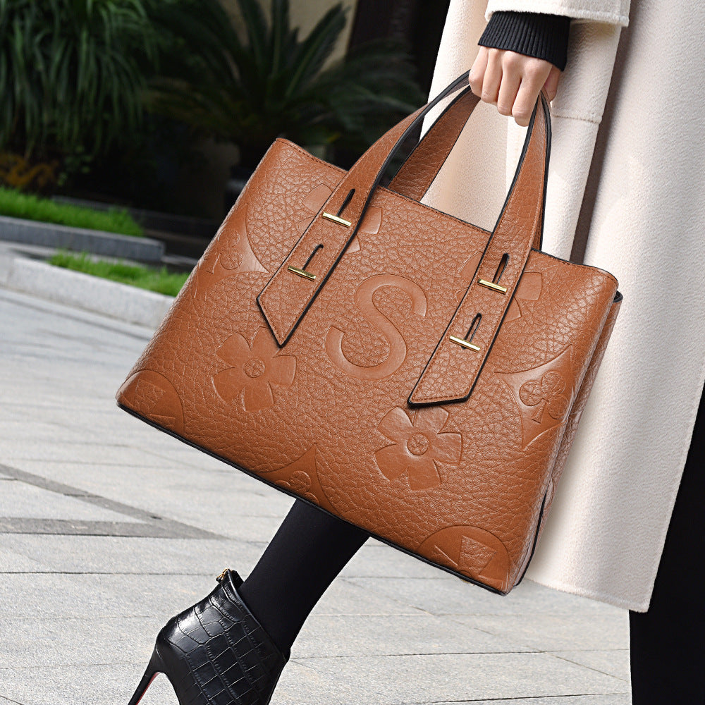 Internacional Bolsa de mão fashion couro sintético premium Bolsa elegante Grande capacidade Bolsa tote versátil minimalista sofisticada Bolsa de ombro