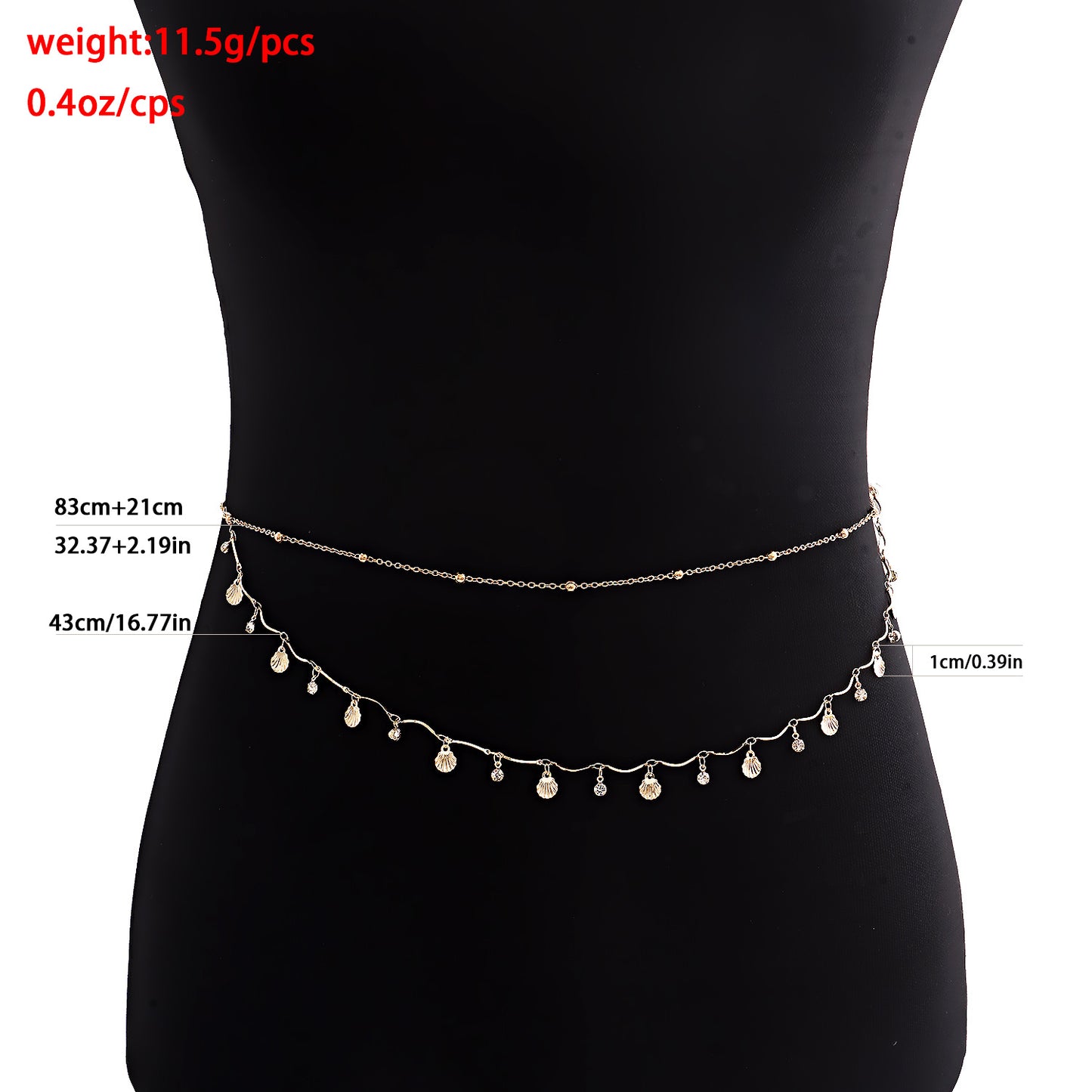 European and American cross-border jewelry sexy sweet cool ladies simple metal body chain niche scallop zircon versatile waist chain