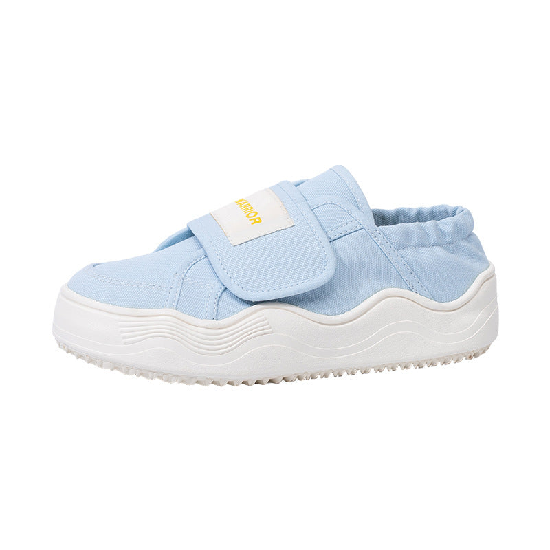 Pull back two canvas shoes women, 2025 spring platform muffin shoes, Velcro, one kick of lazy people, high-value shoes