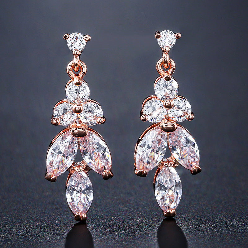 RAKOL European and American fashion light luxury micro-zircon earrings women's exquisite small bridal wedding dress stud earrings accessories