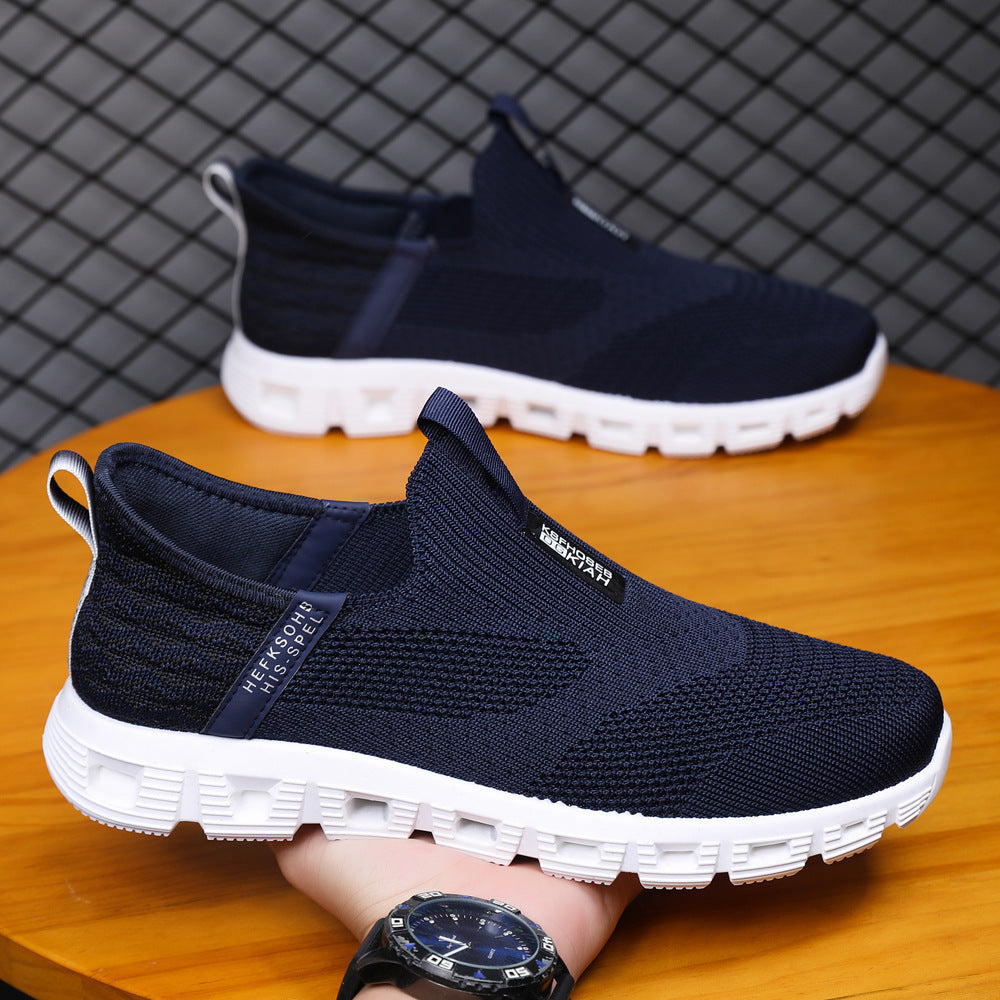 New men's shoes, fashion trends, casual shoes, one foot, low-top fly knit, breathable, plus size dad shoes, sneakers across borders