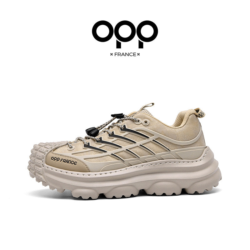 Ténis OPP para homem, modelo primavera, nicho, sofisticado, leve, luxuoso, casual, com sola de pneu, estilo rústico, bonito, samurai preto, para pais modernos.