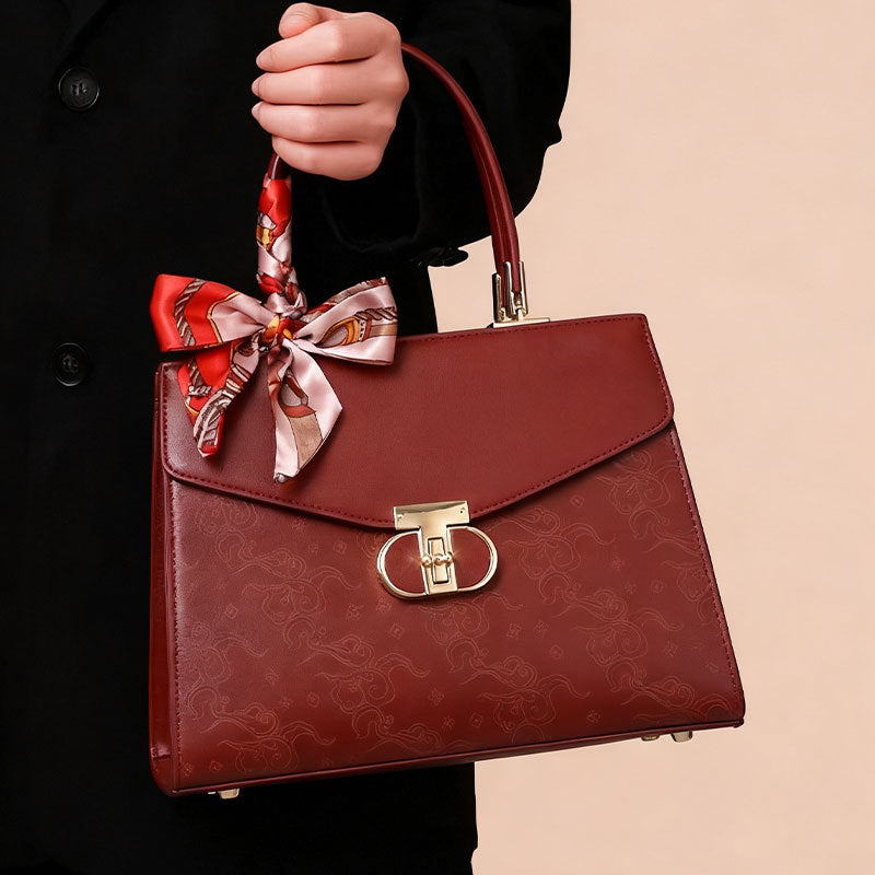 Novo modelo Bolsa de mão feminina elegante bolsa de noiva design sofisticado estampado de nuvens auspiciosas bolsa para mães Grande capacidade bolsa festiva para casamento