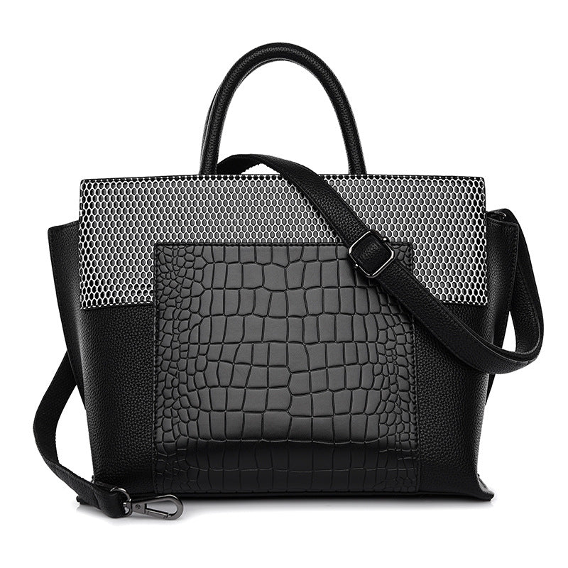 Internacional Grande capacidade Bolsa tote europeia e americana vintage textura de crocodilo Bolsa elegante estampado em relevo para o dia a dia Bolsa de mão atacado