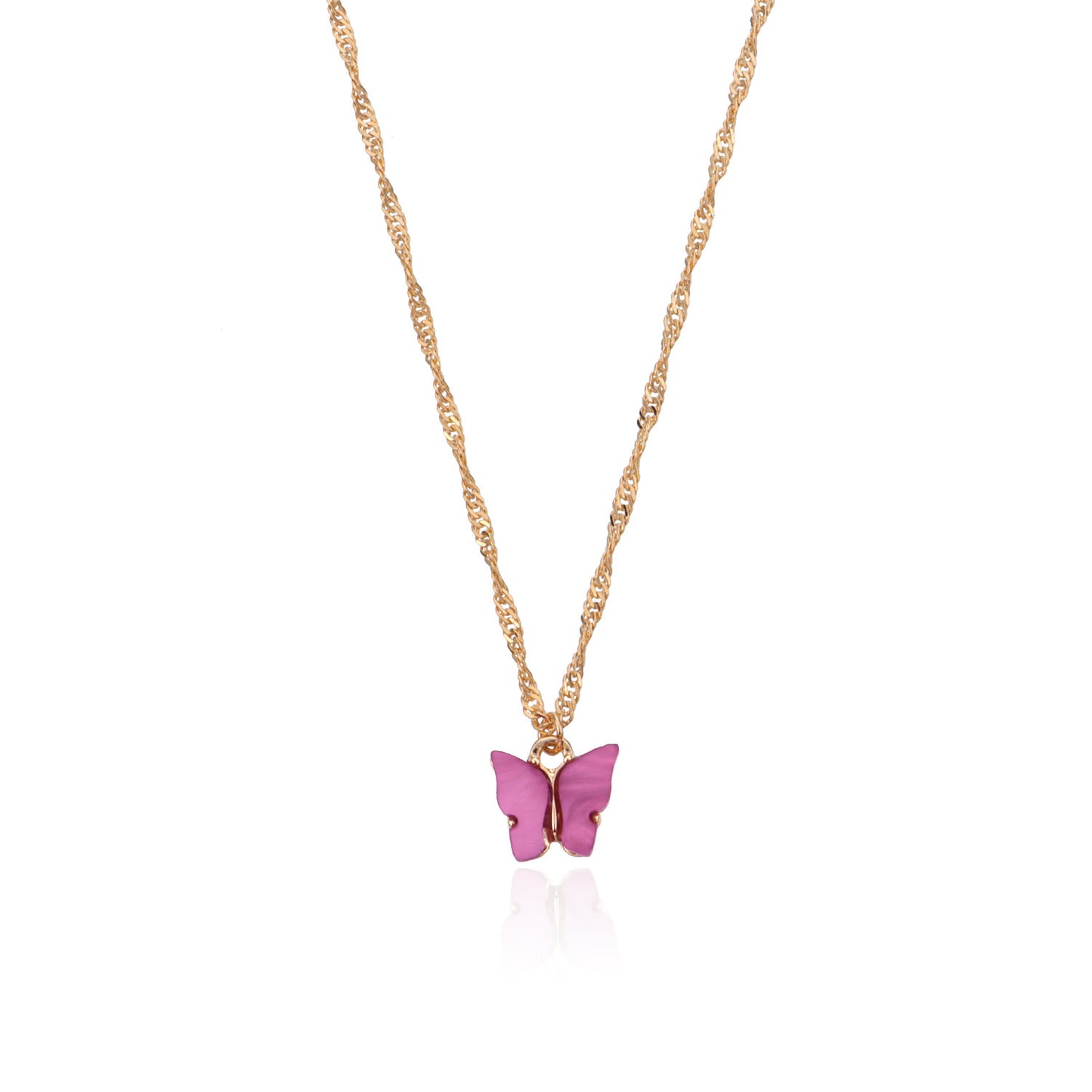 European and American cross-border jewelry acrylic color butterfly pendant necklace women's geometric simple hemp rope chain necklace