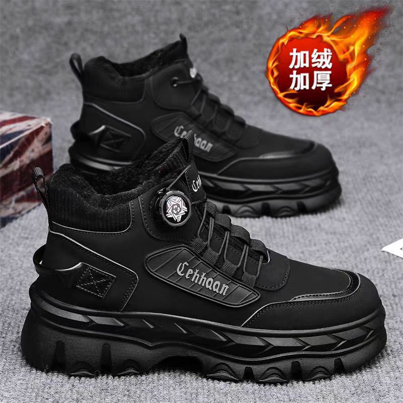 2025 Winter New Men's Boots High-Top Winter Fleece Cotton Shoes Casual Retro Outdoor Mountaineering Martin Men's Cotton Boots